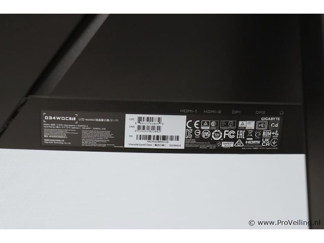 Gigabyte gaming monitor g34wqc - 34" - afbeelding 3 van  4