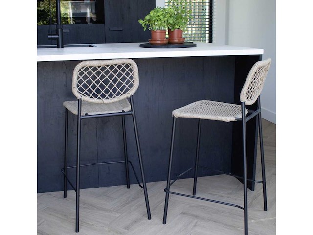Gigameubel - elle rope naturel - 8823738 - barstool (2x) - afbeelding 4 van  6