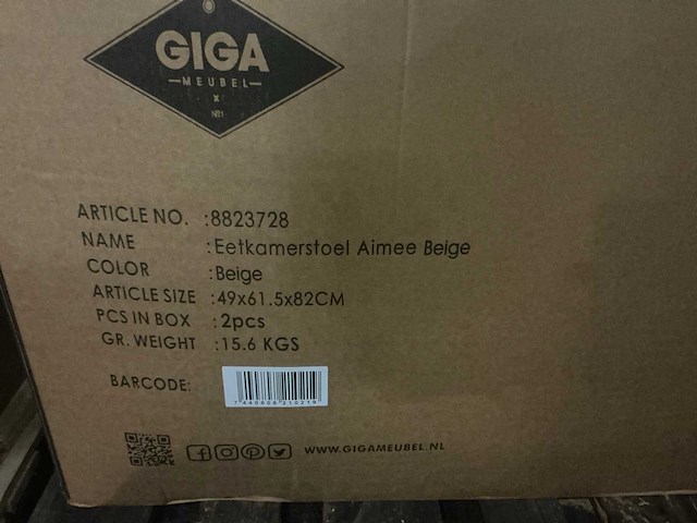 Gigameubel aimee 8823728 eetkamerstoel (4x) - afbeelding 6 van  6