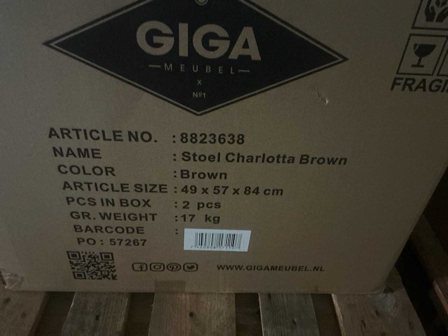 Gigameubel charlotta brown 8823638 eetkamerstoel (6x) - afbeelding 4 van  4