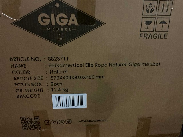 Gigameubel elie nope 8823711 eetkamerstoel (6x) - afbeelding 4 van  4