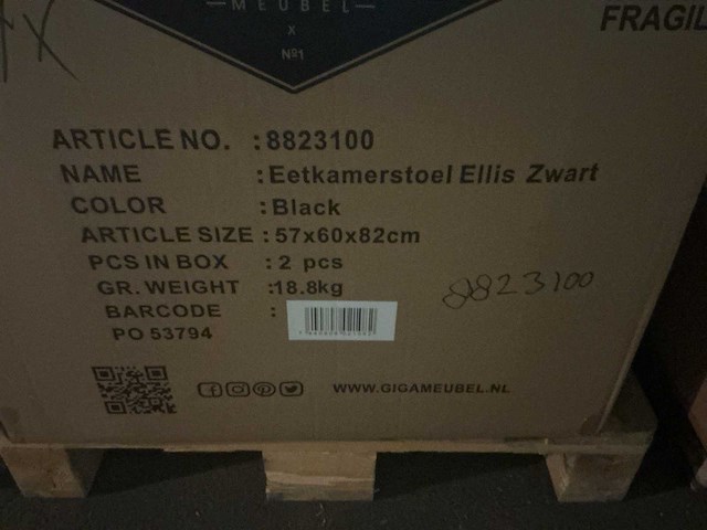 Gigameubel elis zwart eetkamerstoel (4x) - afbeelding 5 van  5