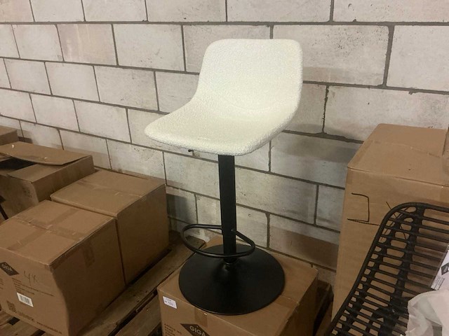 Gigameubel hugo bouclé beige verstelbaar 8823695 barkruk (2x) - afbeelding 1 van  5