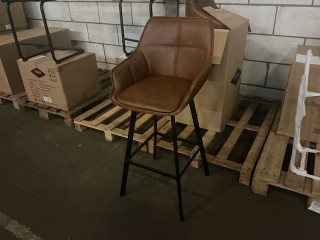 Gigameubel joah cognac lederlook 8820557 barkruk (2x) - afbeelding 1 van  5