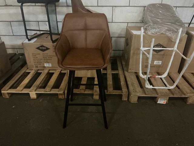 Gigameubel joah cognac lederlook 8820557 barkruk (2x) - afbeelding 2 van  5