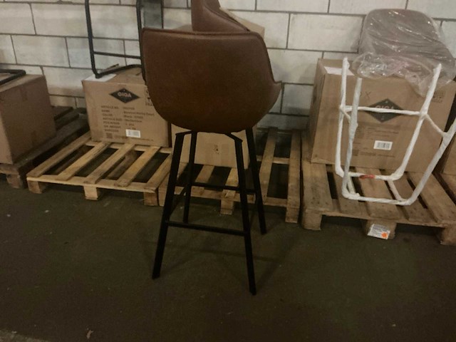 Gigameubel joah cognac lederlook 8820557 barkruk (2x) - afbeelding 4 van  5