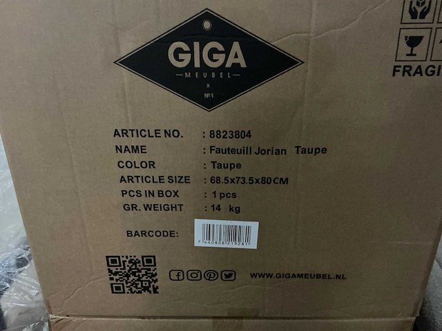 Gigameubel jorian fauteuil taupe - afbeelding 5 van  5