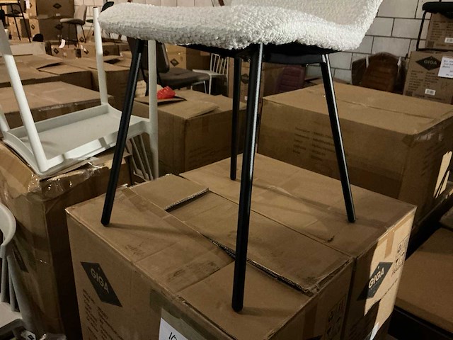 Gigameubel lottie bouclé wit eetkamerstoel (10x) - afbeelding 5 van  6