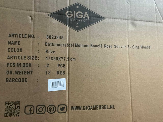 Gigameubel melanie bouclé 8823845 eetkamerstoel (4x) - afbeelding 6 van  6