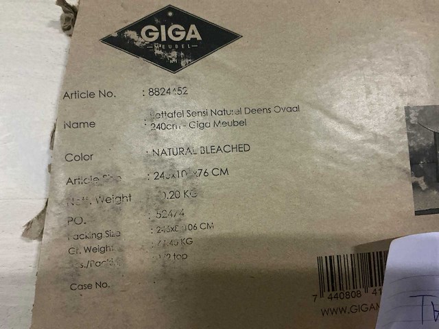 Gigameubel sensi eetkamertafel zwart natural bleached deens ovaal 240cm - afbeelding 5 van  5