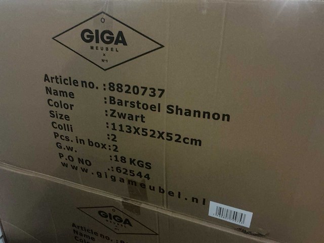 Gigameubel shannon zwart 8820737 barstoel (2x) - afbeelding 5 van  5