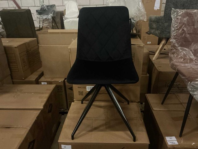 Gigameubel yez velvet zwart eetkamerstoel (4x) - afbeelding 2 van  5