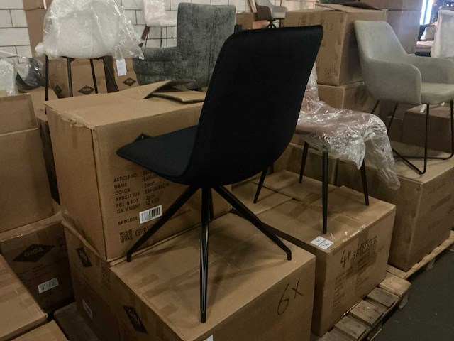 Gigameubel yez velvet zwart eetkamerstoel (4x) - afbeelding 4 van  5