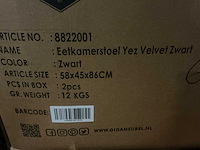 Gigameubel yez velvet zwart eetkamerstoel (4x) - afbeelding 5 van  5
