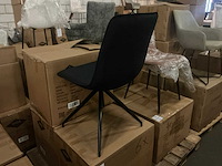 Gigameubel yez velvet zwart eetkamerstoel (4x) - afbeelding 4 van  5