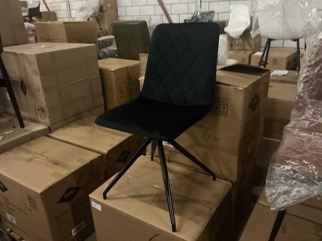 Gigameubel yez velvet zwart eetkamerstoel (6x) - afbeelding 1 van  5