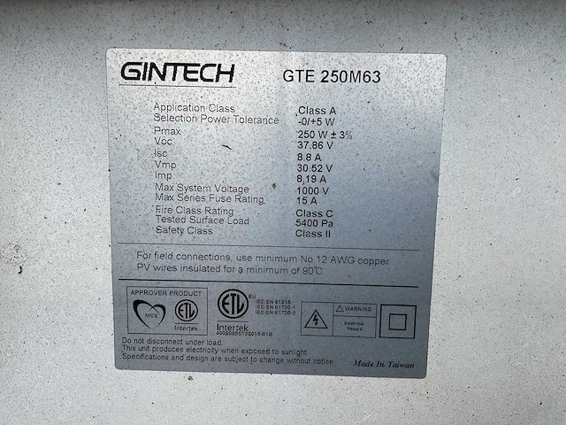 Gintech gte 250m63 zonnepaneel (285x) - afbeelding 4 van  8
