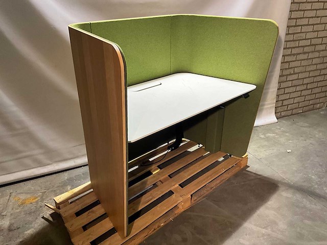 Gispen akoestische werkplek v.v. elektrisch verstelbaar blad 95x156x136cm - afbeelding 6 van  9