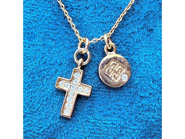 Givenchy goldplated 'diamond cross' pendant collier - afbeelding 4 van  7