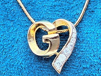 Givenchy 'monogram heart' goldplated collier met steentjes - afbeelding 1 van  7