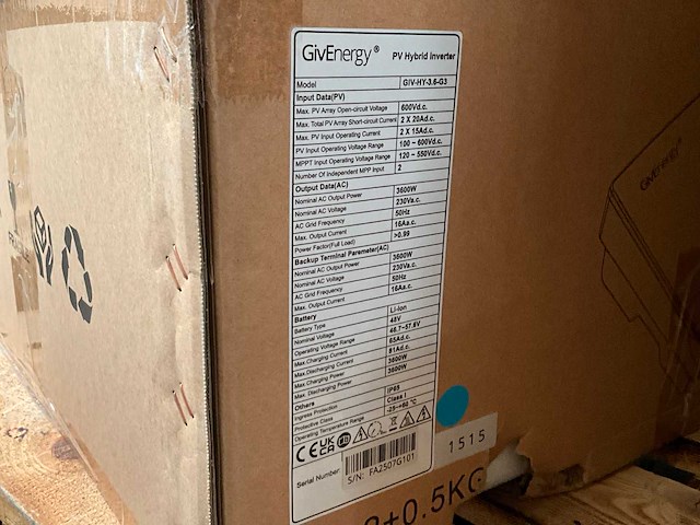 Givenergy giv-hy-3.6-g3 1-fase 3.6kw pv hybride omvormer - afbeelding 3 van  3
