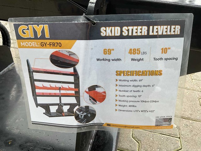 Giyi fr70 skid steer flat ripper schranklader - afbeelding 3 van  10