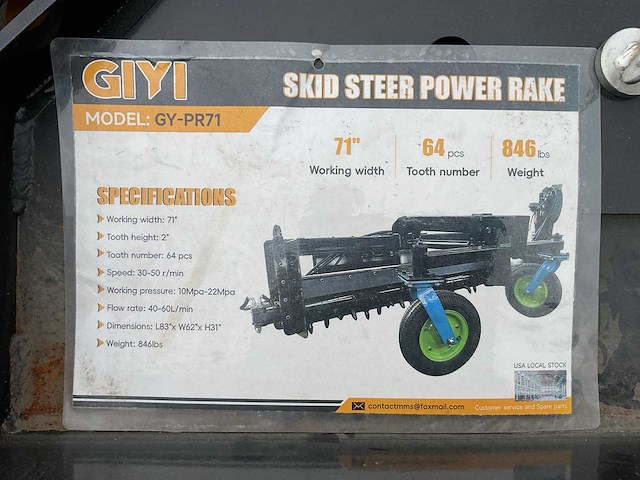 Giyi lpr71 skid steer power rake voorladers en accessoires - afbeelding 7 van  15