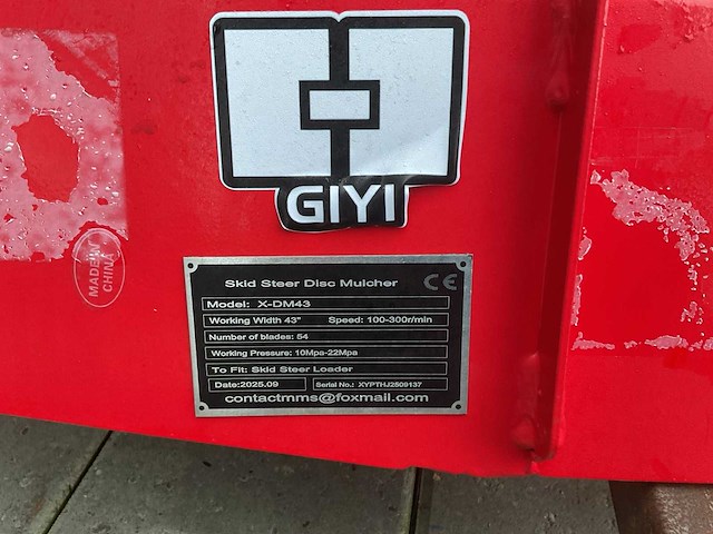 Giyi x-dm43 skid steer disc mulcher schranklader - afbeelding 4 van  11