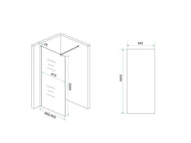 Glasplaat wiesbaden - slim spiegelrook naar helder glas - douche & badwand (90x200 cm) - afbeelding 2 van  7