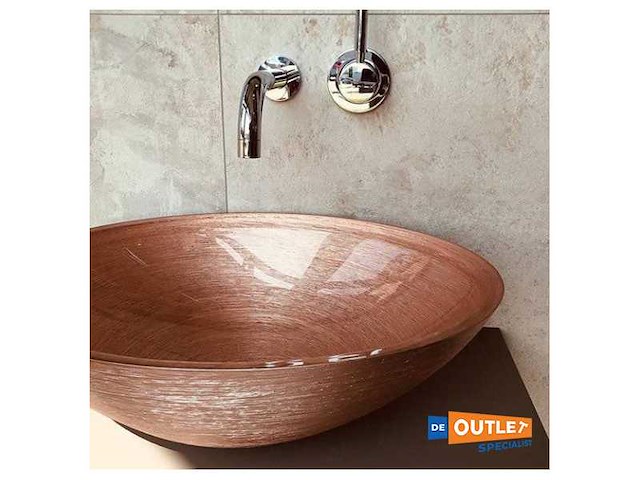 Glass design ø 40 cm washbasin glass bronze - afbeelding 8 van  10