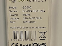 Glazen infraroodpaneelverwarming 500 watt, sun direct, gd500, wit - afbeelding 4 van  6