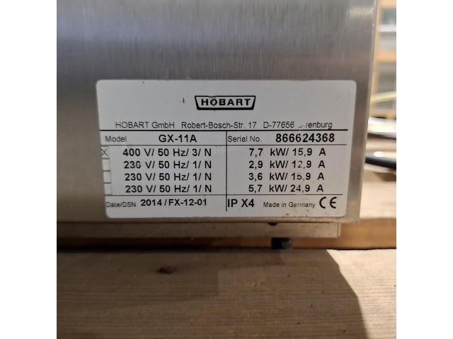 Glazenwasmachine, hobart, gx-11a, rvs, 2014 - afbeelding 5 van  8