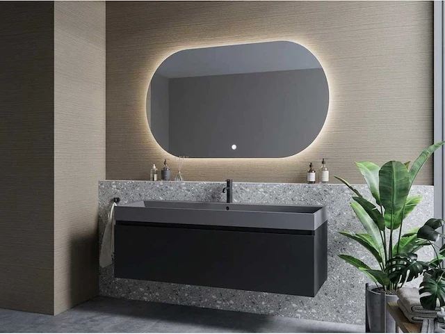 Gliss design - anubis - badmeubelset anubis mat zwart 100 cm met lako wastafel - afbeelding 2 van  3