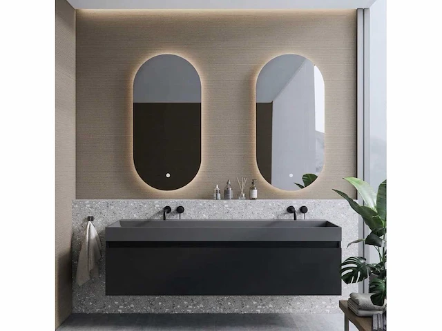 Gliss design - anubis - badmeubelset anubis mat zwart 140 cm met lako wastafel - afbeelding 1 van  3