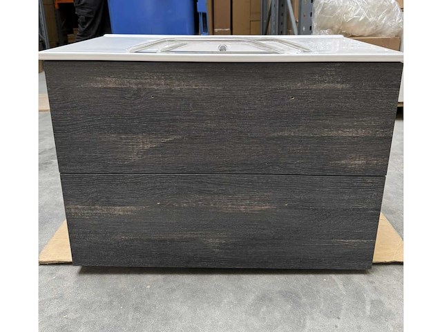 Gliss design - apollo - bathroom cabinet - gliss design apollo 80 cm zwart eiken - afbeelding 2 van  2