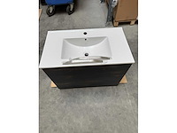 Gliss design - apollo - bathroom cabinet - gliss design apollo 80 cm zwart eiken - afbeelding 1 van  2