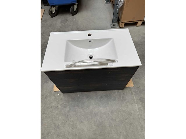 Gliss design - apollo - bathroom cabinet - gliss design apollo 80 cm zwart eiken - afbeelding 1 van  2