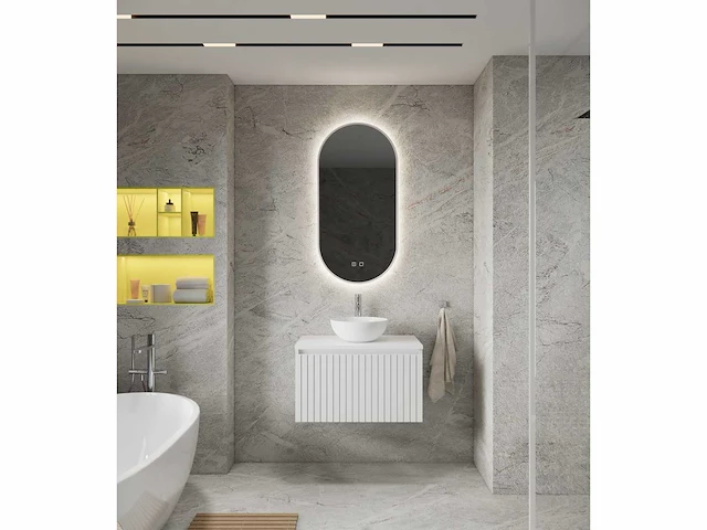 Gliss design - arges - badmeubelset arges mat wit 70 cm met topplaat - afbeelding 1 van  3