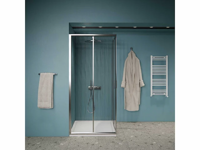Gliss design - dual - douchecabine dual dubbele schuif chroom 100 x 80 x 190 cm - afbeelding 2 van  4
