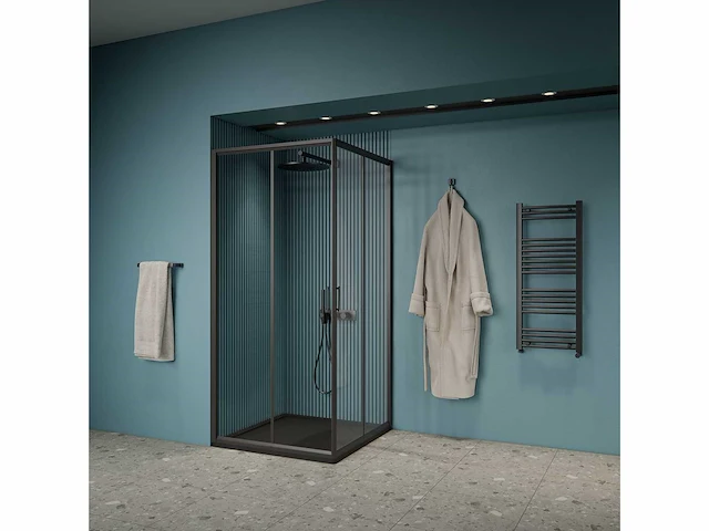 Gliss design - dual - douchecabine dual dubbele schuif zwart 80 x 80 x 190 cm - afbeelding 3 van  4