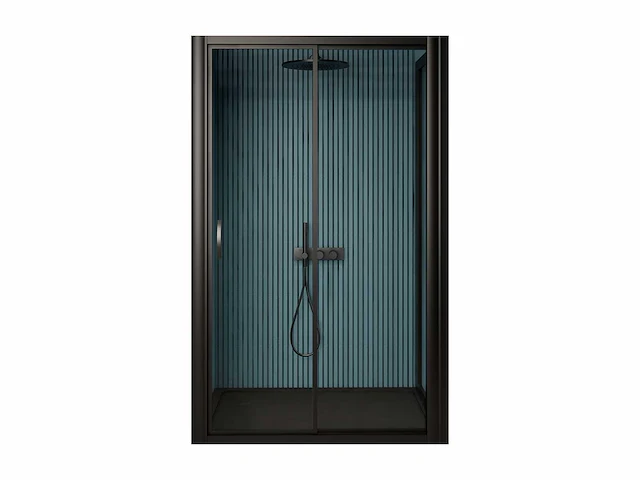 Gliss design - dual - douchecabine dual schuif met wand zwart 140 x 80 x 190 cm - afbeelding 1 van  4