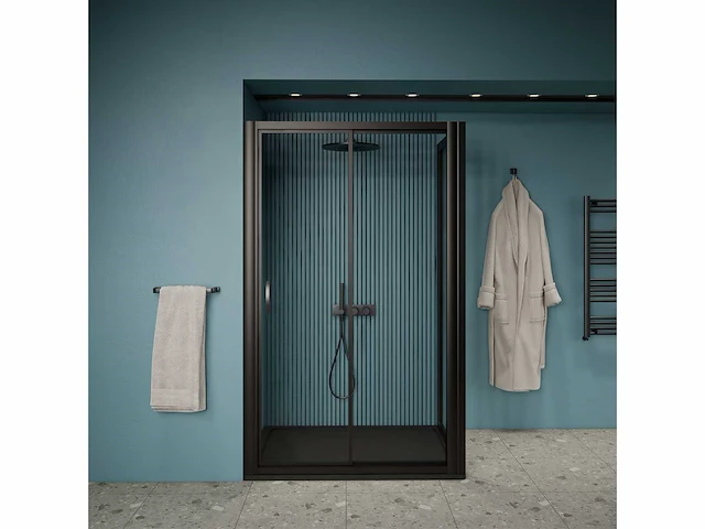 Gliss design - dual - douchecabine dual schuif met wand zwart 80 x 80 x 190 cm - afbeelding 2 van  4