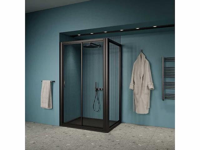 Gliss design - dual - douchecabine dual schuif met wand zwart 80 x 80 x 190 cm - afbeelding 3 van  4