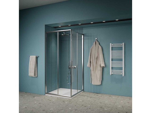 Gliss design - dual - douchecabine dubbele schuifdeur 80 x 80 cm chroom - afbeelding 2 van  2