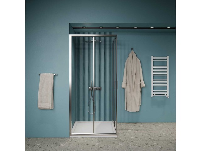 Gliss design - dual - douchecabine dubbele schuifdeur 80 x 80 cm chroom - afbeelding 1 van  2