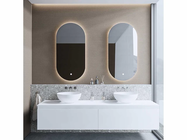Gliss design - eros - badmeubelset eros mat wit mdf gelakt 2 laden 140 cm met topplaat - afbeelding 1 van  2