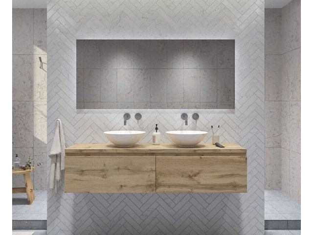 Gliss design - eros - bathroom cabinet - gliss design eros 120 rustiek eiken 2 laden - afbeelding 1 van  2