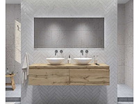 Gliss design - eros - bathroom cabinet - gliss design eros 160 cm rustiek eiken 2 laden - afbeelding 1 van  2