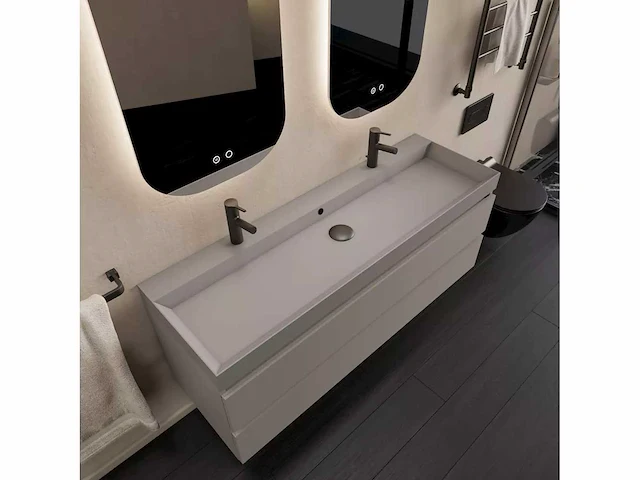Gliss design - milan - badmeubelset milan leigrijs 140 cm met lako wastafel - afbeelding 2 van  3