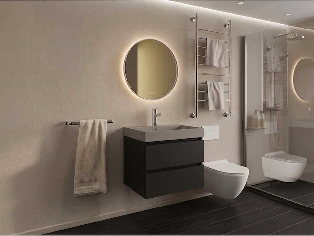 Gliss design - milan - badmeubelset milan mat zwart 60 cm met lako wastafel - afbeelding 1 van  2